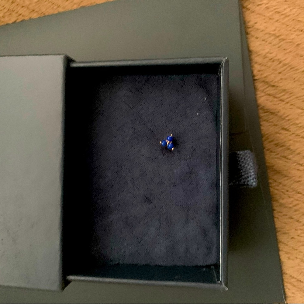 Blue lapis Trinity earring by Maria Tash